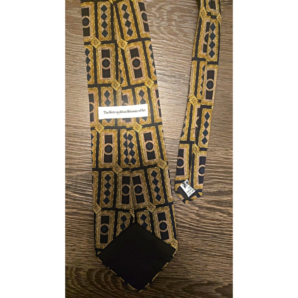 The Metropolitan Museum of Art Geometric Silk Woven Men's Tie – Black Gold